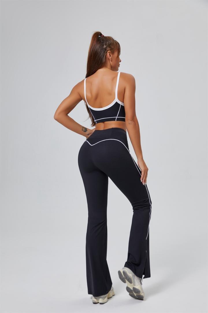 Ensemble Fit Sculpt – Top + Pantalon Évasé noir