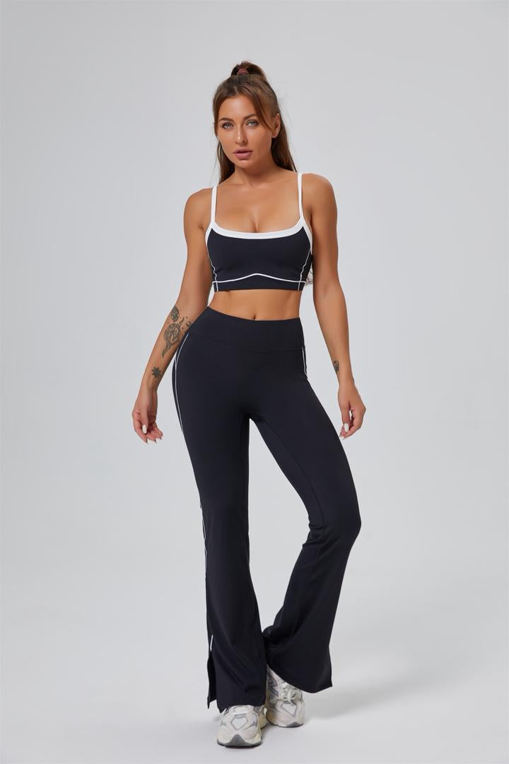 Ensemble Fit Sculpt – Top + Pantalon Évasé noir